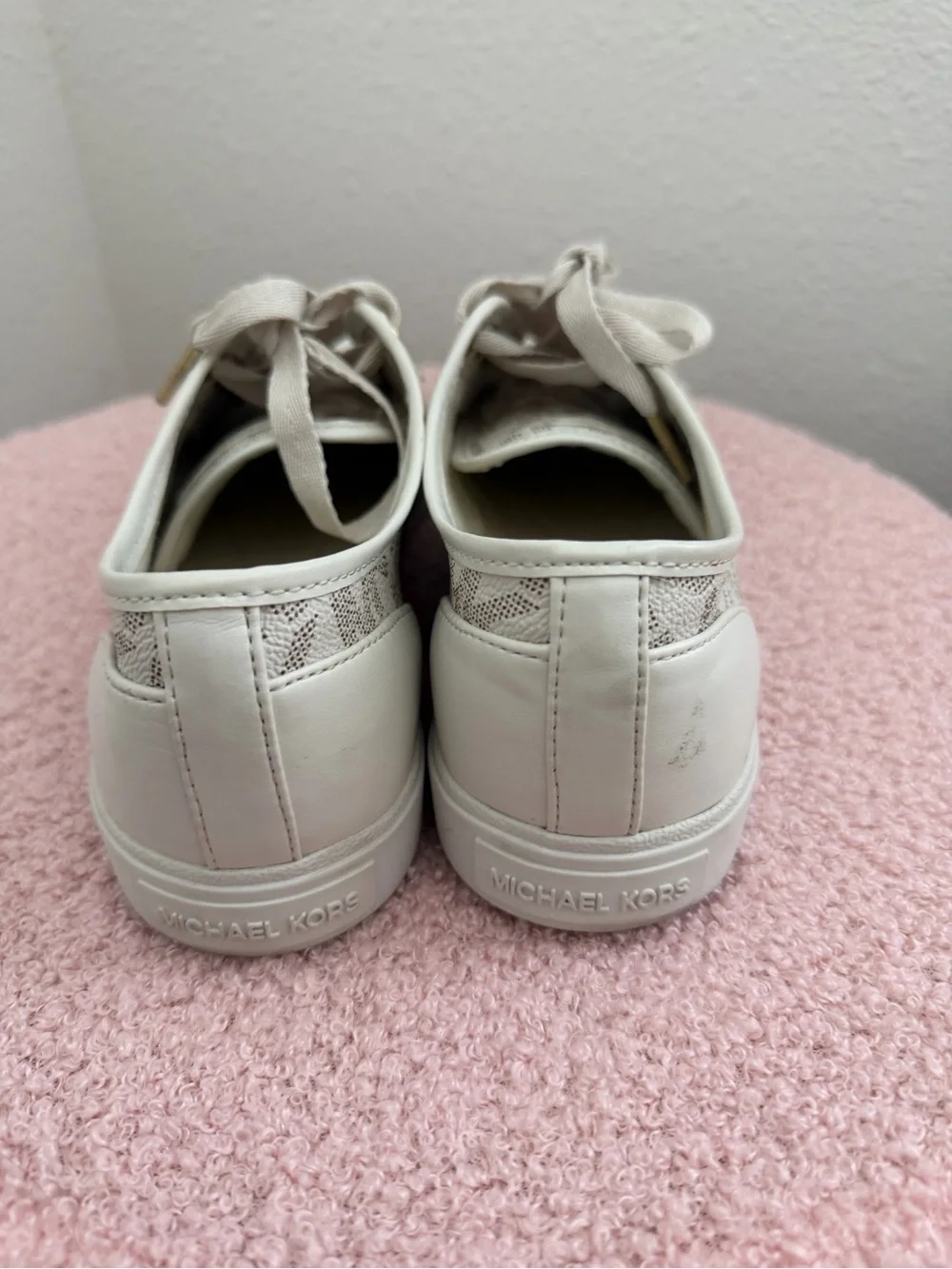 Michael Kors Light Beige Logo Low-Top Lace-Up Sneakers
